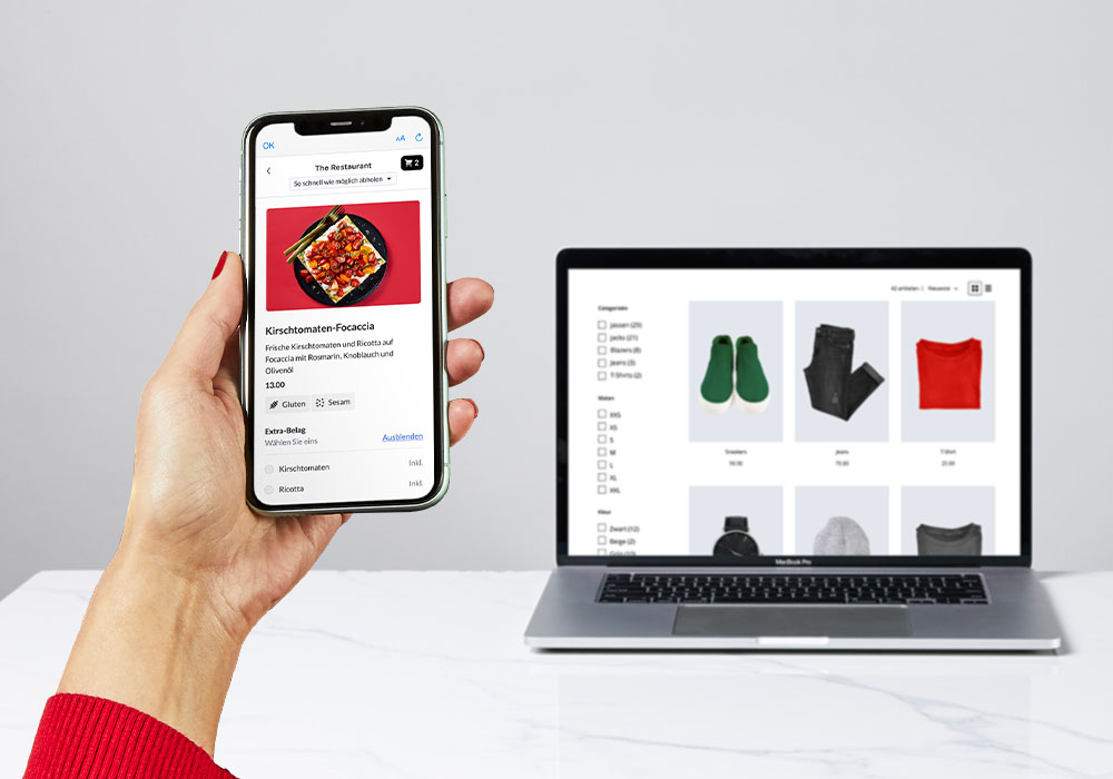 Mit Laptop oder iPhone jederzeit nach Produkten online suchen