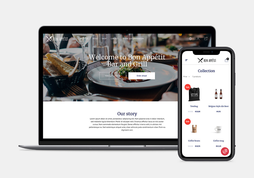 Erwecken Sie den besten Eindruck mit einem professionell gestalteten Website-Theme für Restaurants.